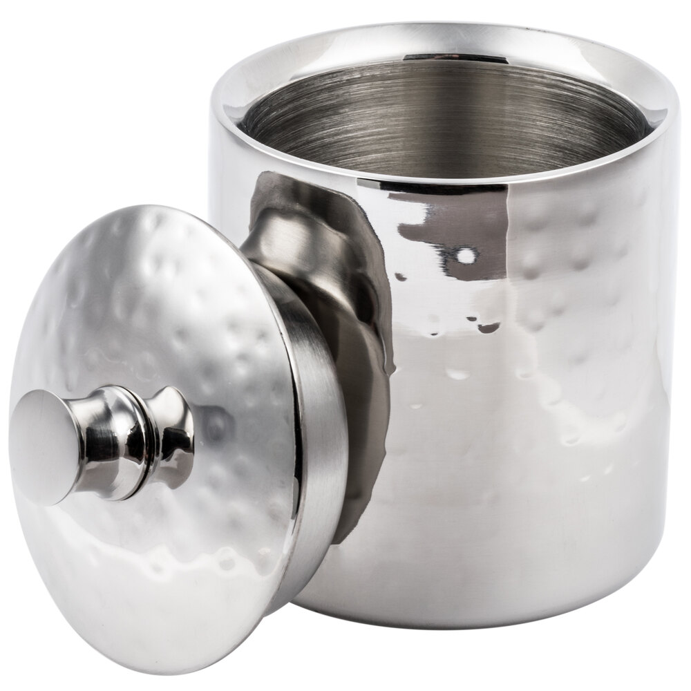 American Metalcraft DWHMSB5 Hammered Stainless Steel 5 oz. Sugar Bowl