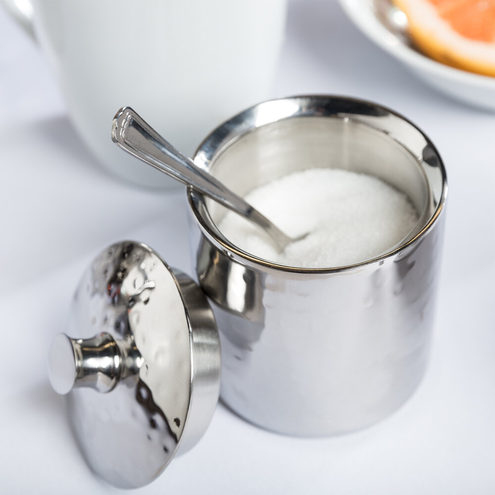 American Metalcraft DWHMSB5 Hammered Stainless Steel 5 oz. Sugar Bowl