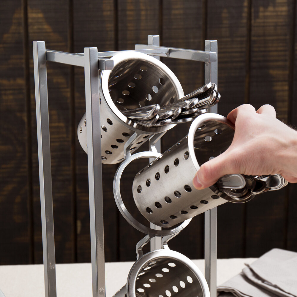 CalMil 113474 Silver One By One Three Compartment Metal Silverware