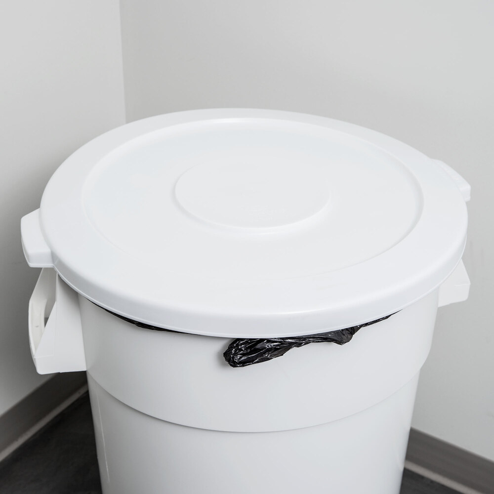 Continental 4445WH Huskee 44 Gallon White Round Trash Can Lid