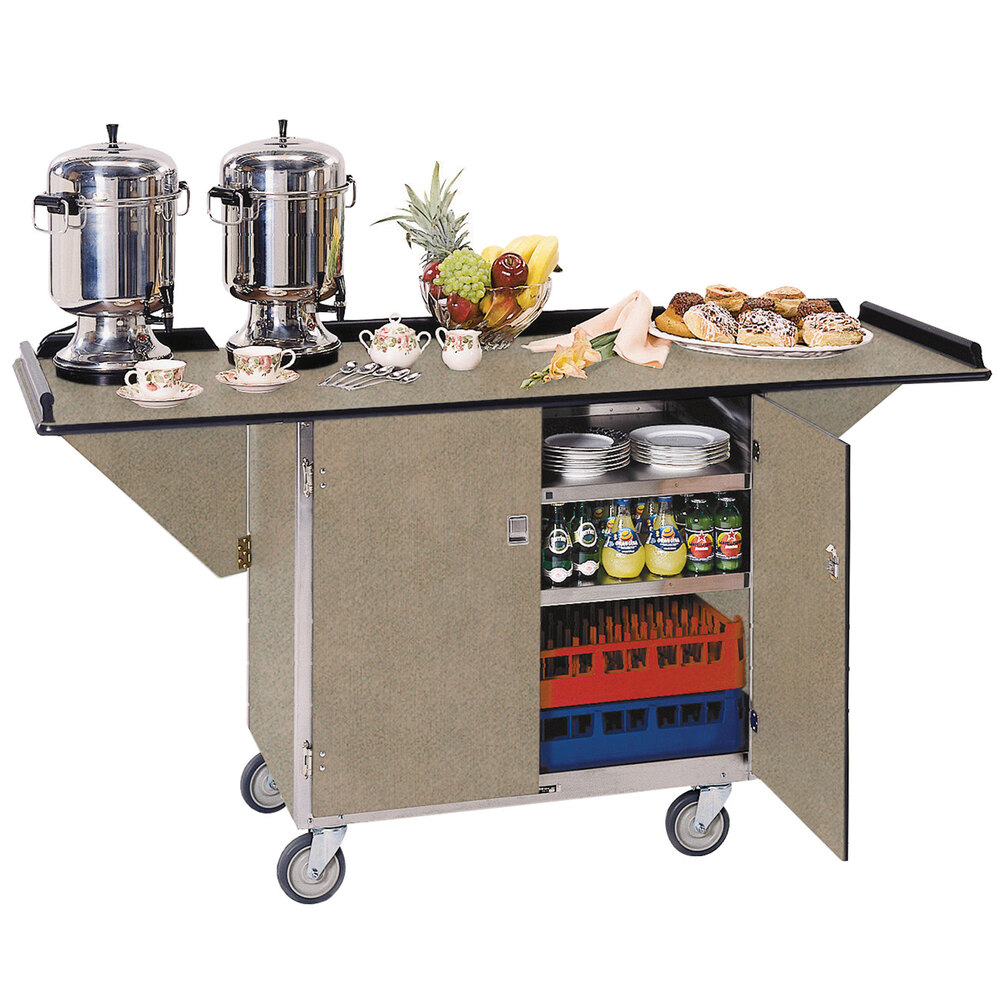 Lakeside 675BS Stainless Steel DropLeaf Beverage Service Cart with 3