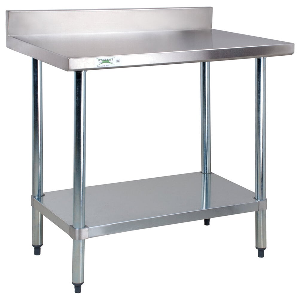 Regency Stainless Steel Worktable W Backsplash 24 X 36