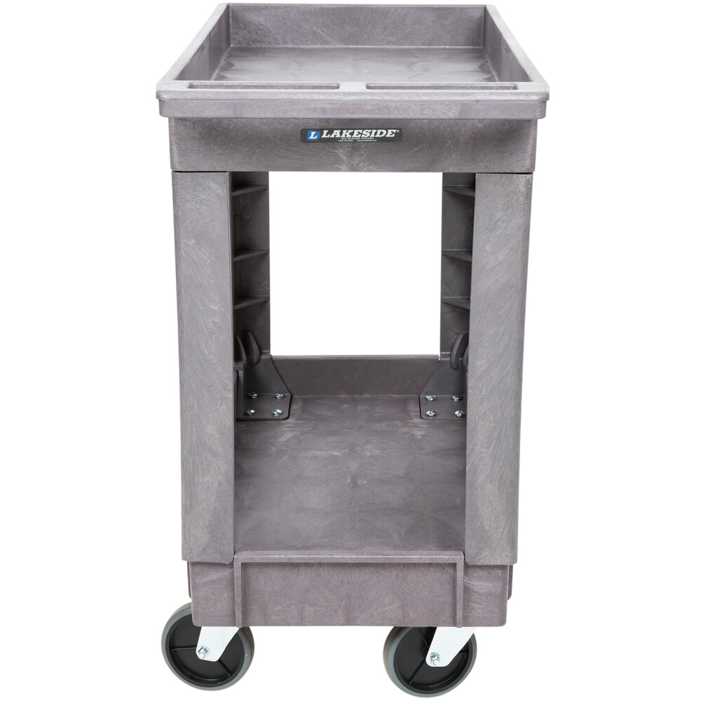 Lakeside 2521 Plastic Deep Well Two Shelf Utility Cart - 34 1/2