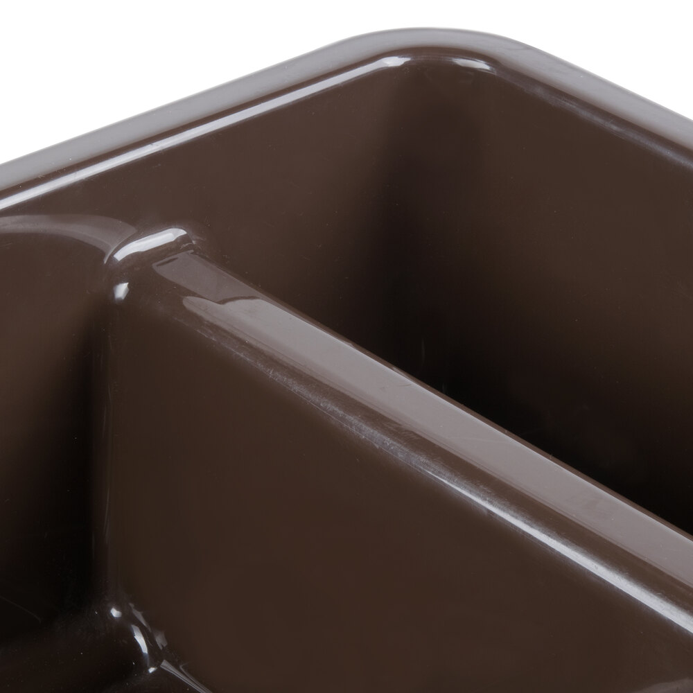21" x 17" x 7" Brown Polyethylene Plastic Divided Bus Tub, Bus Box