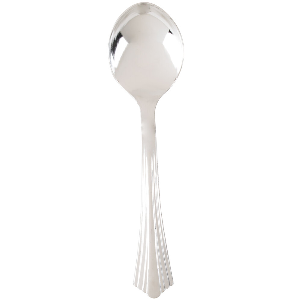 Silver Visions 5 3/4" Heavy Weight Silver Plastic Soup Spoon 600/Case