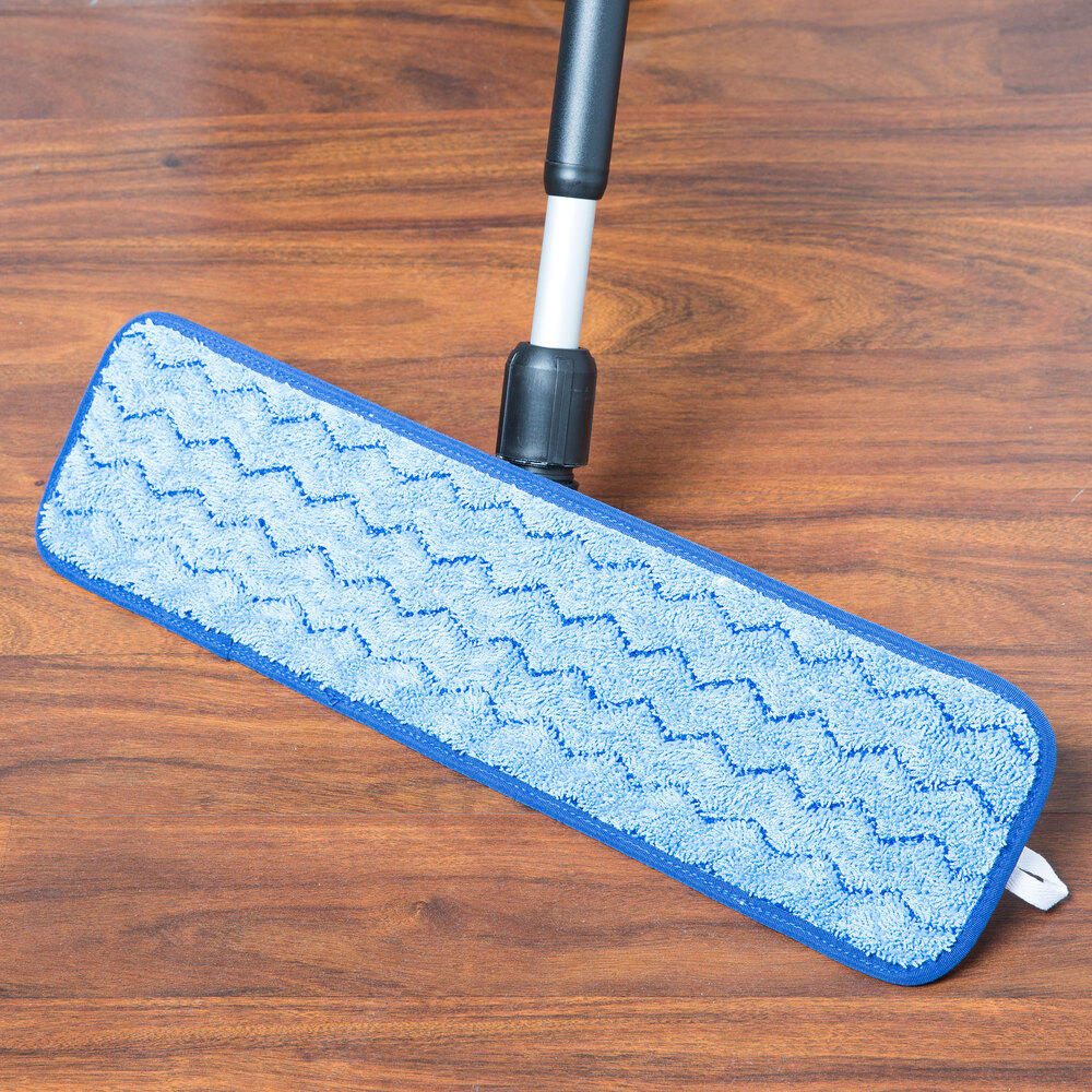 18 Blue Microfiber Wet Velcro® Scrubber Flat Mop Pad