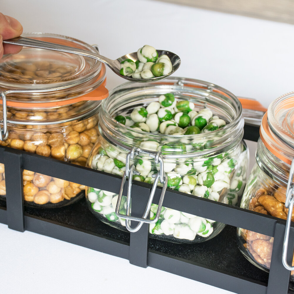 Cal-Mil 3335-13 Black Rustic Jar Condiment Display with 17 oz. Jars ...