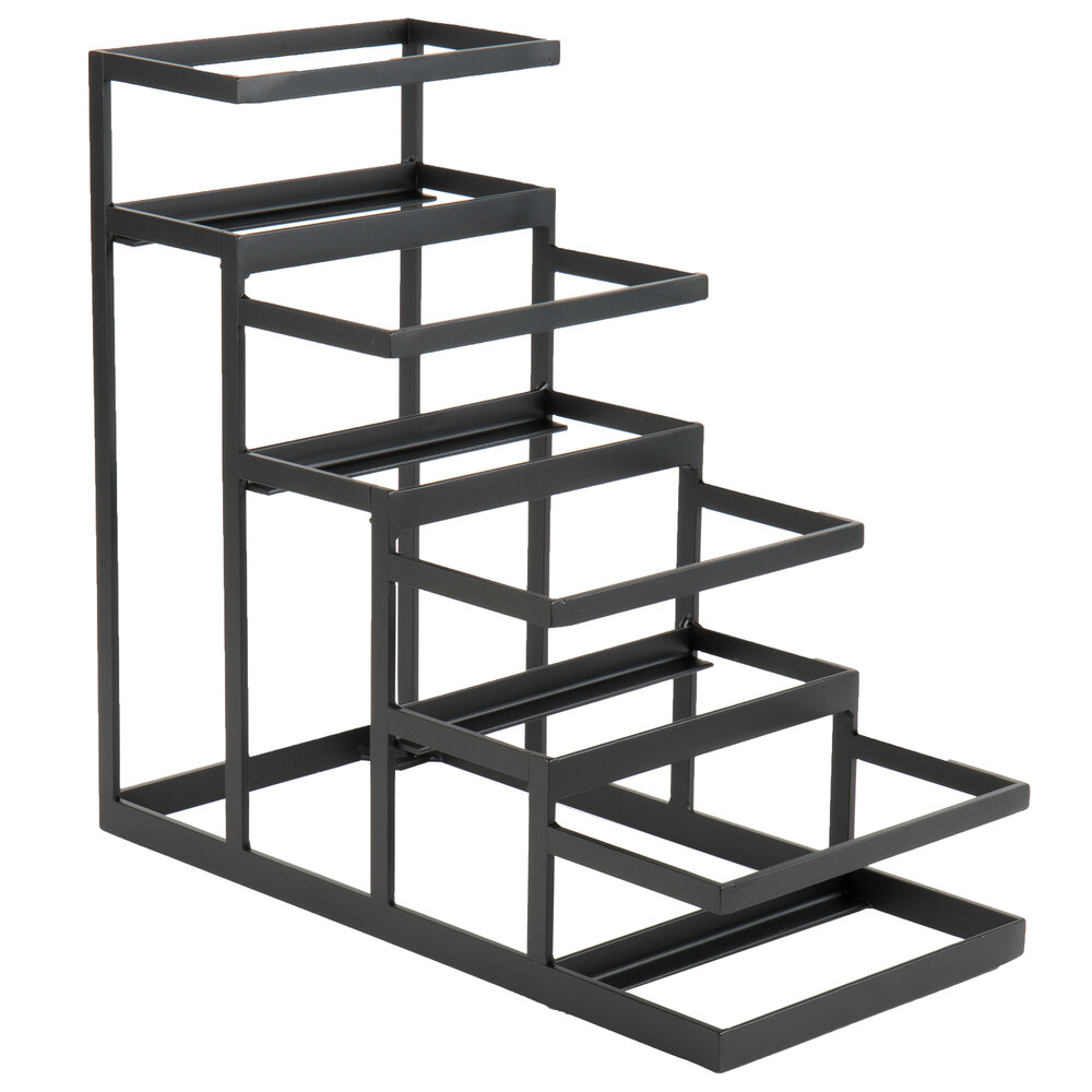 Cal-Mil 3338-13 Black Stair Step Condiment Display with Glass Jars - 18 ...