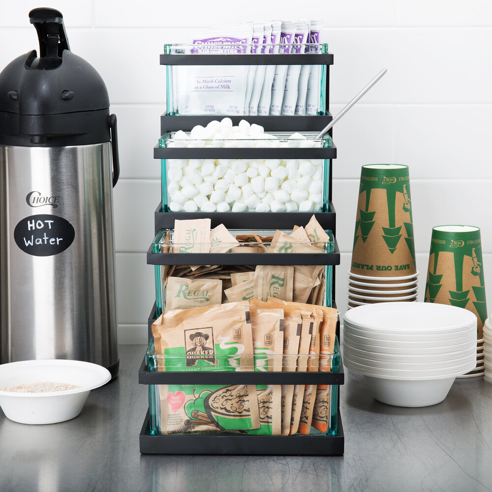 Cal-Mil 3338-13 Black Stair Step Condiment Display with Glass Jars - 18 ...