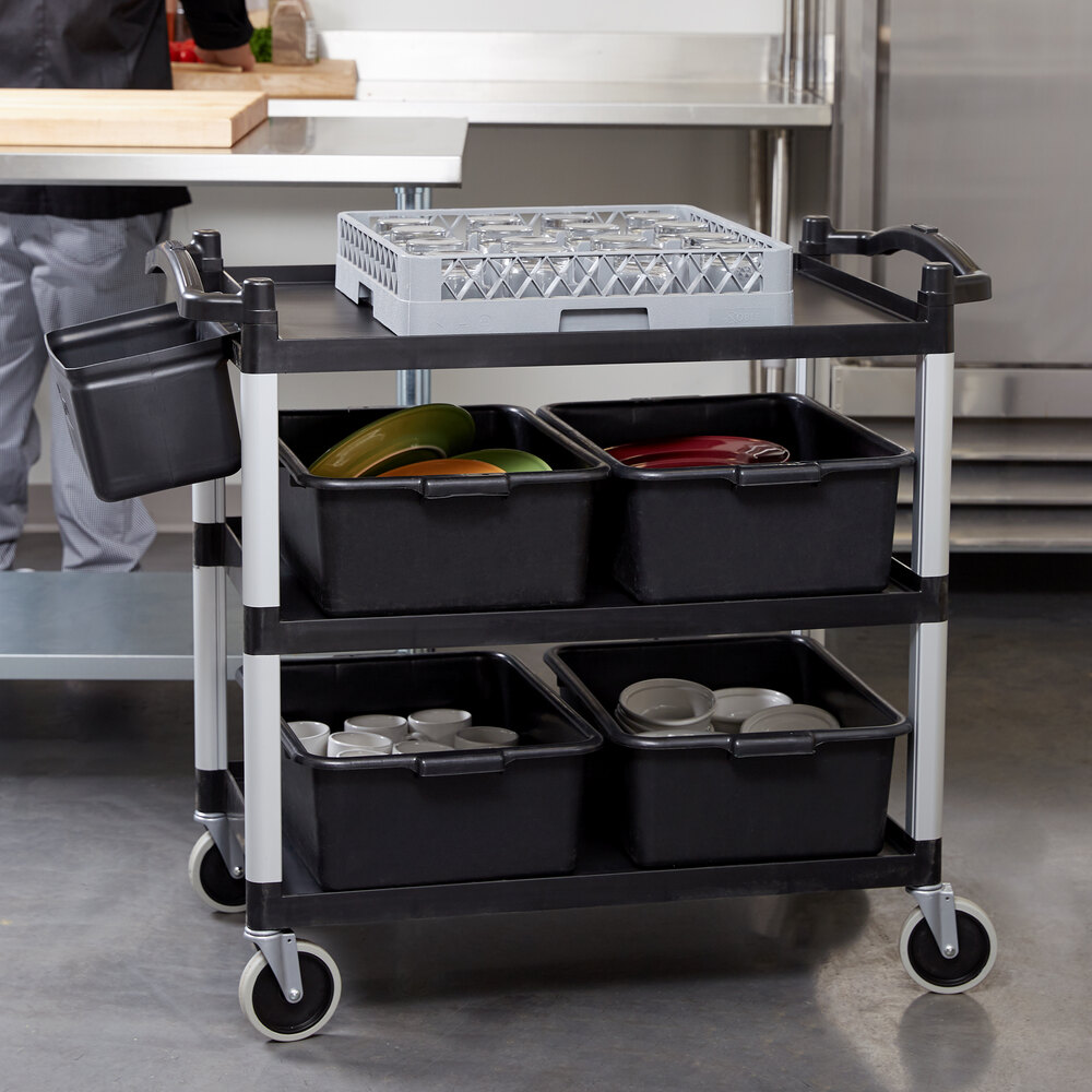 Cambro BC340KD110 Black Three Shelf Utility Cart (Unassembled) 40" x