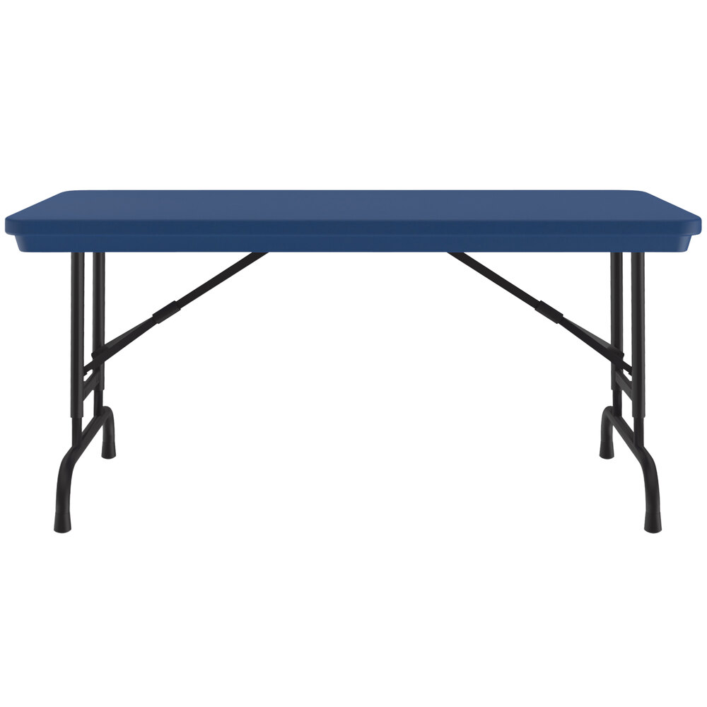 Correll Folding Table 24 X 48 Plastic Adjustable Height Blue R   1945739 