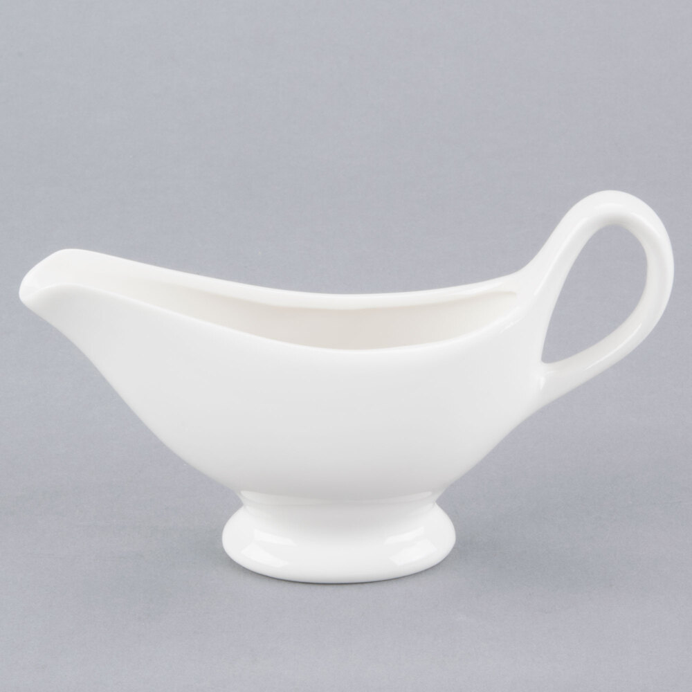 American Metalcraft GB3 3 oz. White Porcelain Gravy Boat - 4/Pack