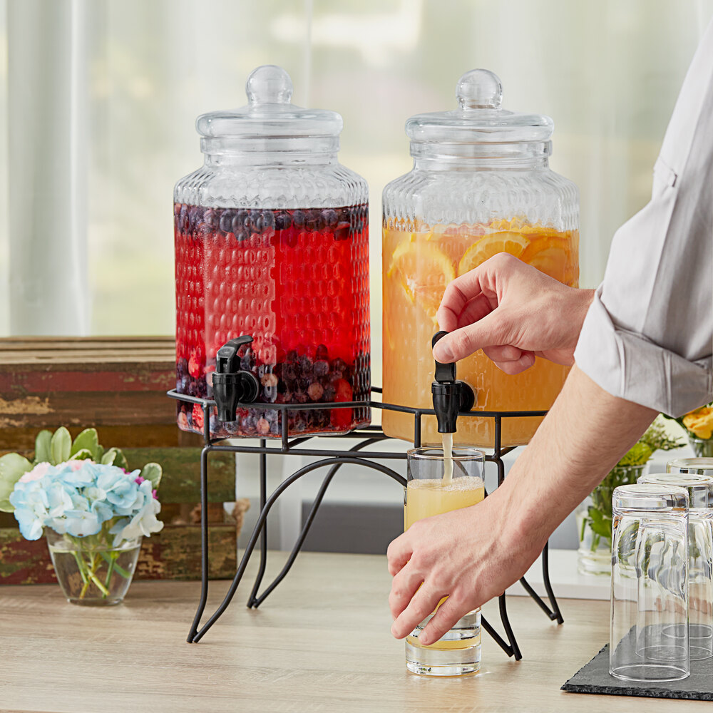 Acopa Double 1 Gallon Glass Beverage Dispenser with Metal Stand
