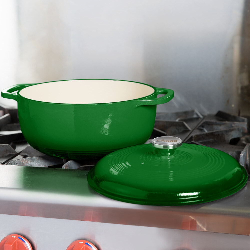 Lodge Ec6d53 6 Qt Emerald Green Color Enamel Dutch Oven 