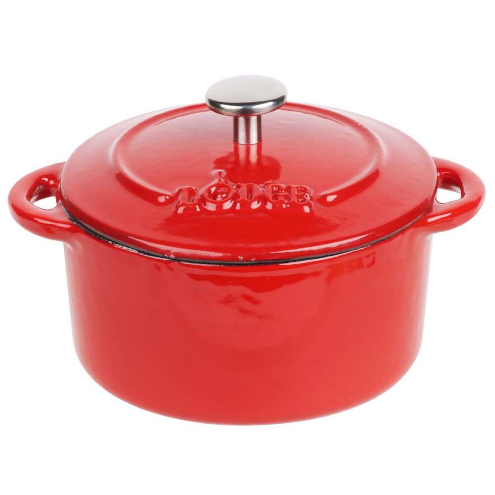 Lodge Ecmcr43 10 Oz Matte Red Color Enamel Mini Cocotte 2set 