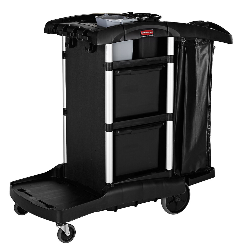 Rubbermaid 1861428 Executive High Capacity Janitor Cart With Bins