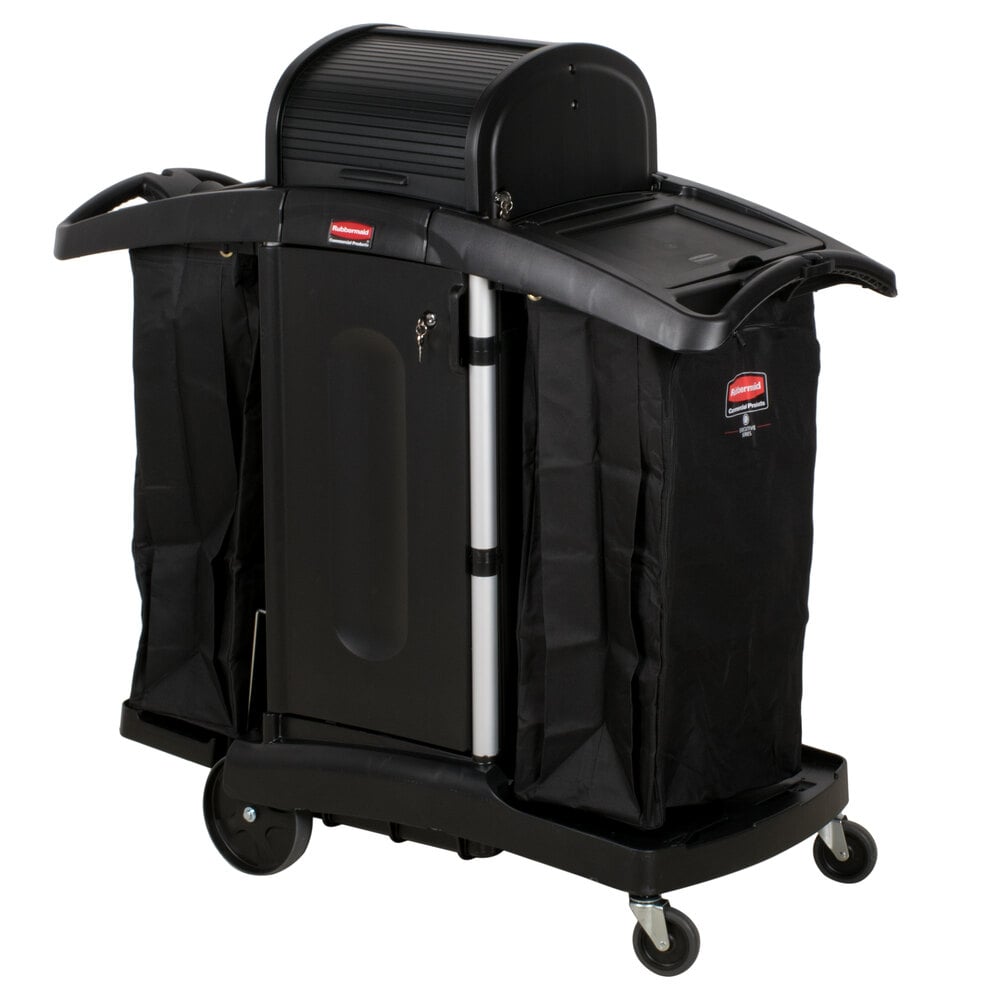 Rubbermaid FG9T7800BLA Executive High Security Housekeeping Cart