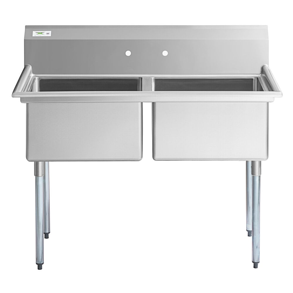 Regency 53" 16Gauge Stainless Steel Two Compartment Commercial Sink