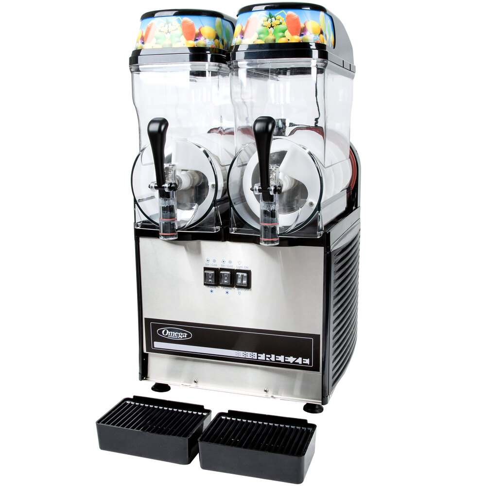 Omega OFS20 Black and Stainless Steel Double 3 Gallon Pourover Slushy