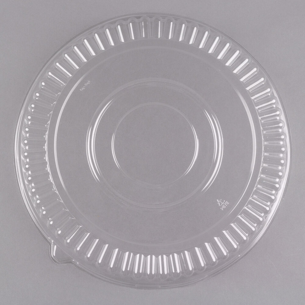 Visions 16" Clear PET Plastic Round Catering Tray Low Dome Lid 25/Case