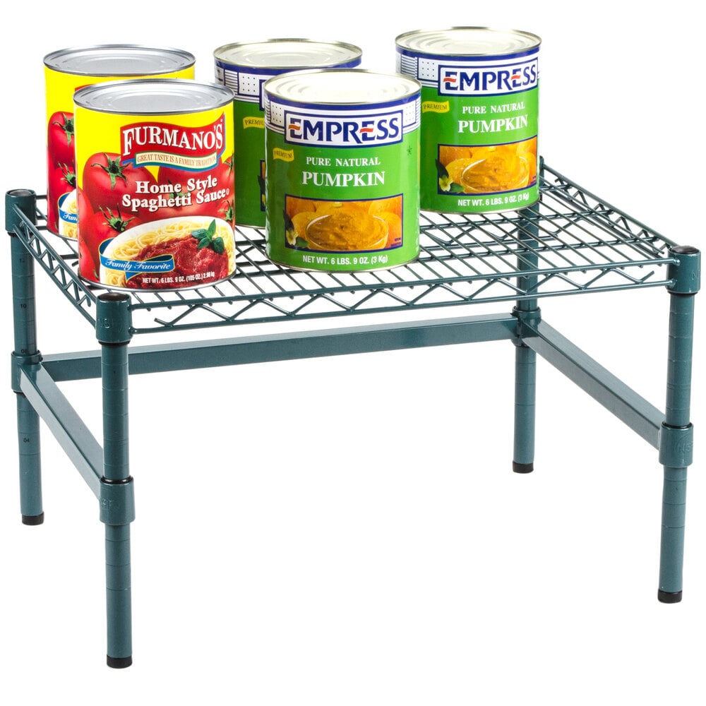 Regency 24" x 18" x 14" Green Epoxy Coated Wire Dunnage Rack with Extra