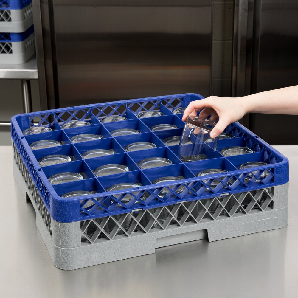 Noble Products 25-Compartment Gray Full-Size Glass Rack with Blue ...