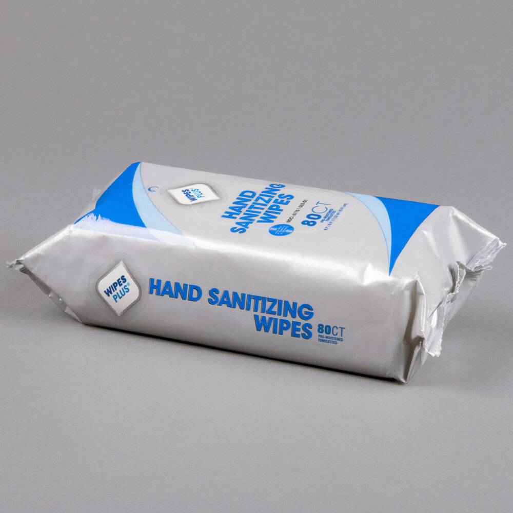 WipesPlus Lemon Scent Alcohol Free Hand Sanitizing Wipes 24/Case