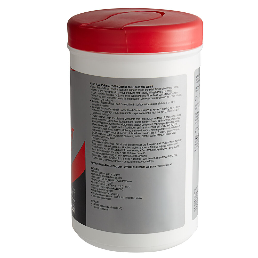 WipesPlus NoRinse Food Contact Sanitizing Wipes 100 Count