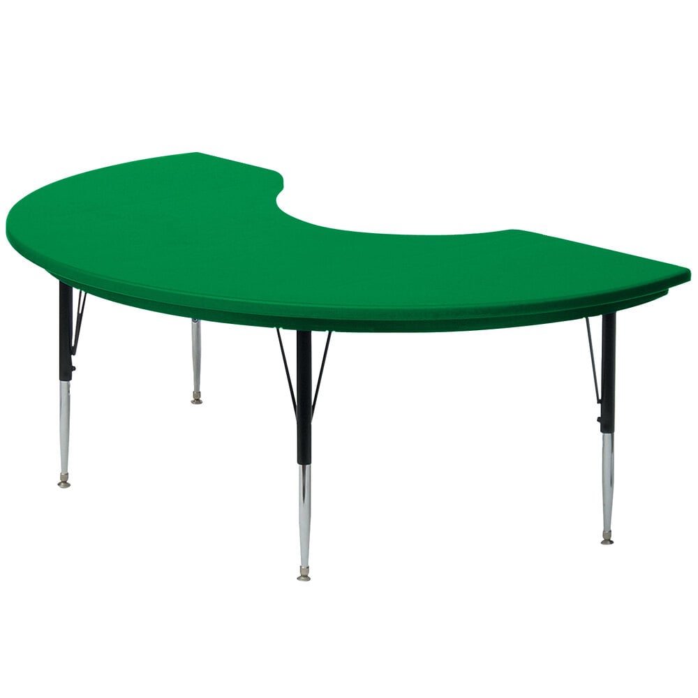 Correll AR4872 48" x 72" Green Plastic Adjustable Height Kidney Table