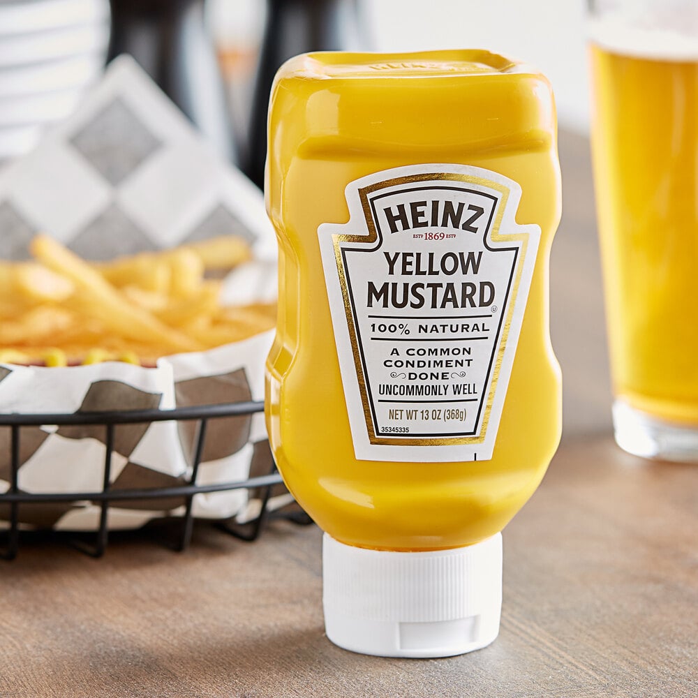 Heinz 13 oz. Upside Down No Seal To Peel Yellow Mustard Squeeze Bottle