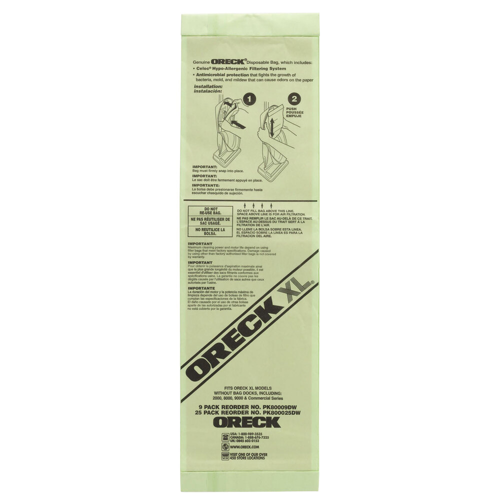 Oreck PK800025DW Allergen Vacuum Bag for U2000 and XL2100 Series