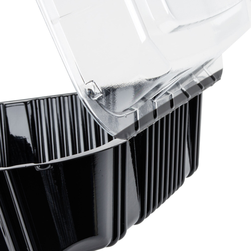 Polar Pak 29588 8" x 8" PET Black and Clear Hinged Takeout Container