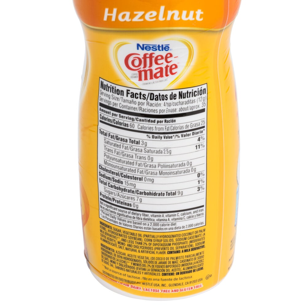 Coffee Mate Sugar Free Hazelnut Creamer Nutrition Facts ...