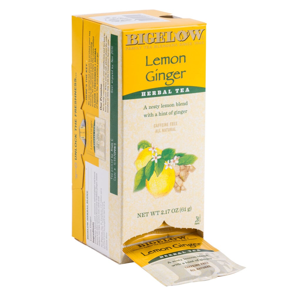 Bigelow Lemon Ginger Herbal Tea Bags 28/Box