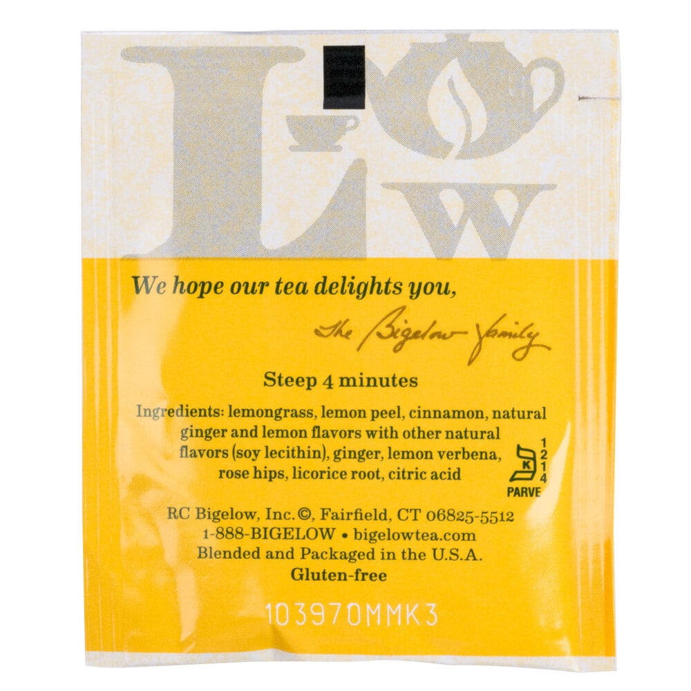 Bigelow Lemon Ginger Herbal Tea Bags 28/Box