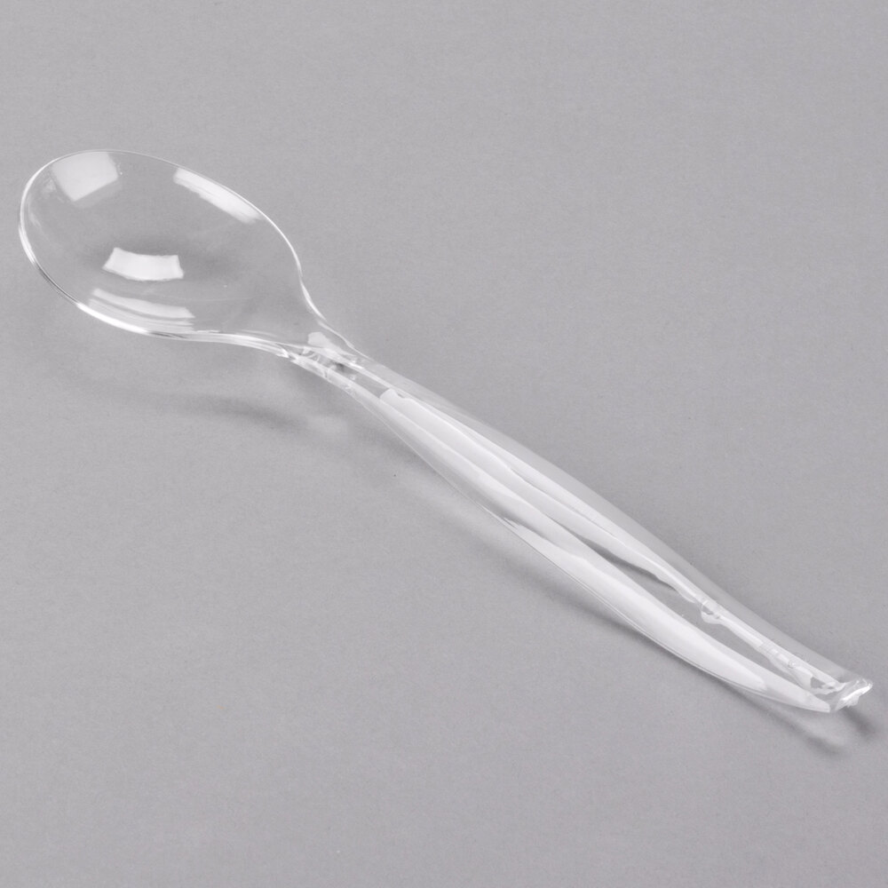 Visions 10" Clear Disposable Plastic Serving Spoon 6/Pack