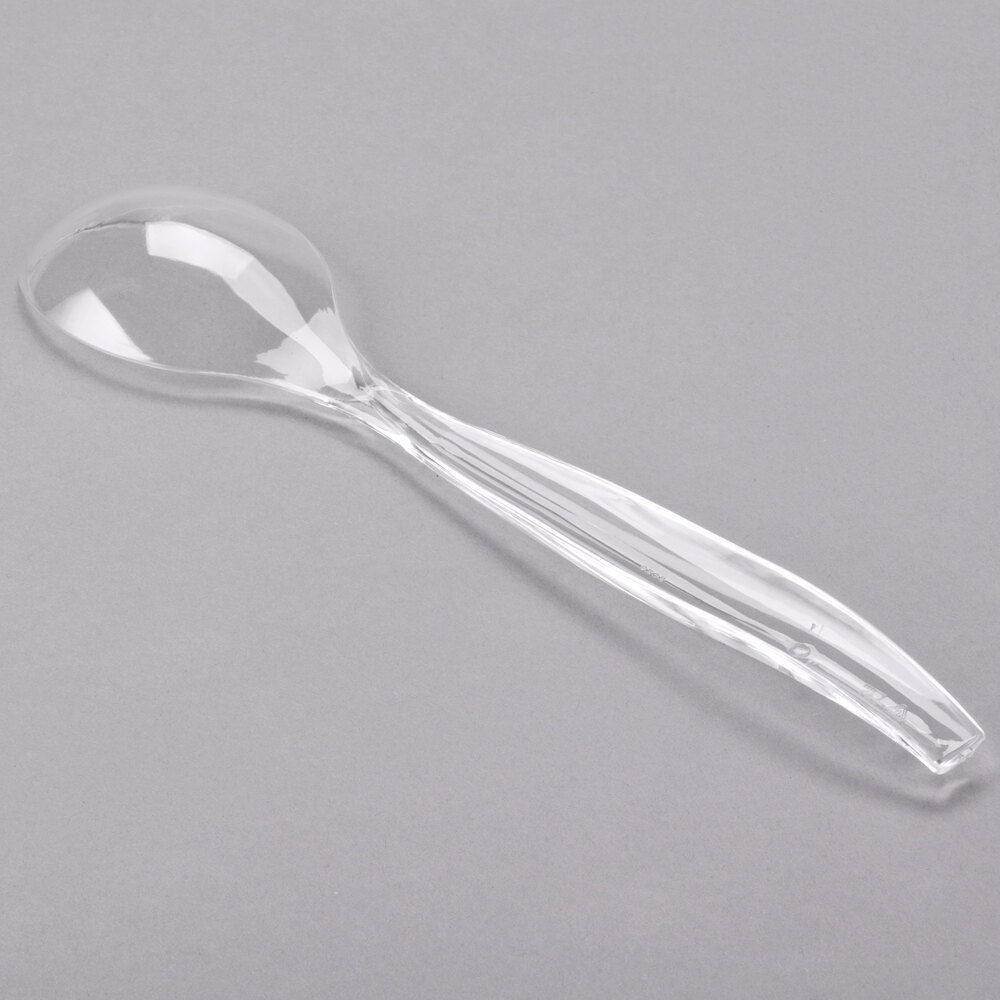 Visions 10" Clear Disposable Plastic Serving Spoon 6/Pack