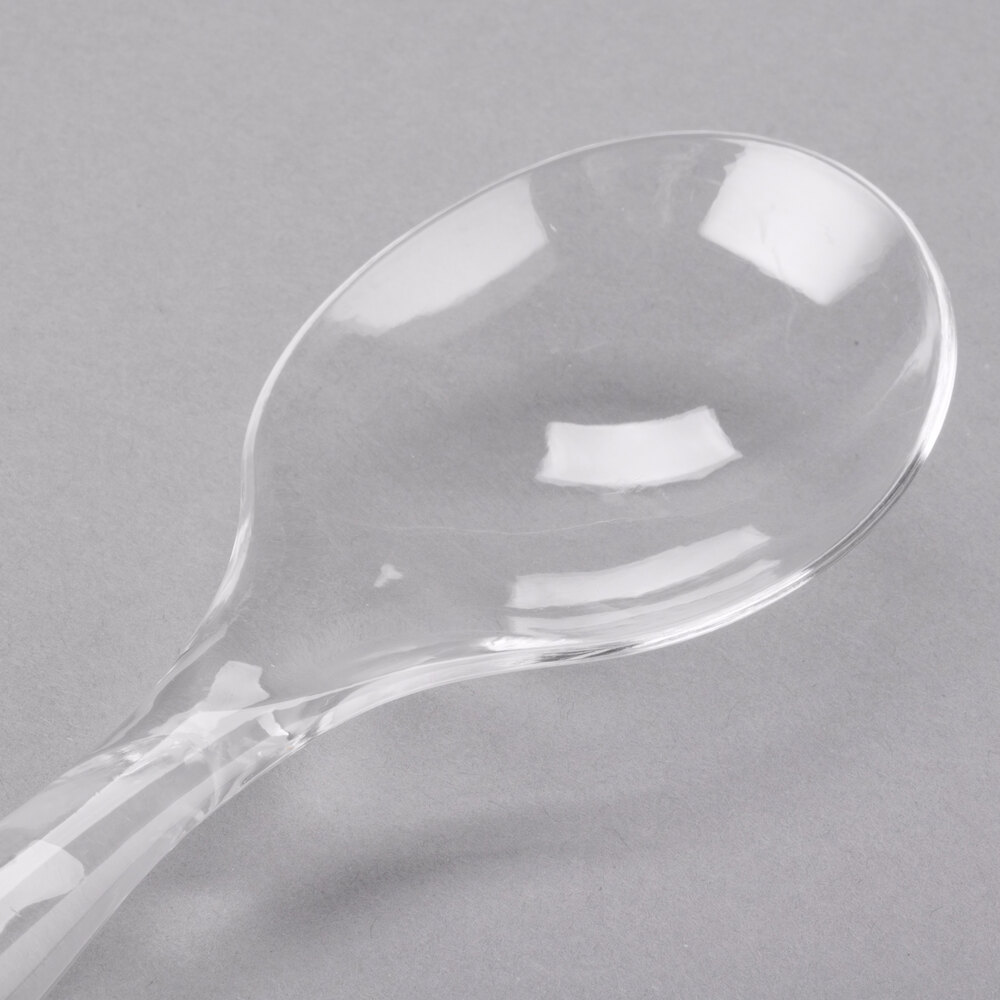 Visions 10" Clear Disposable Plastic Serving Spoon 6/Pack
