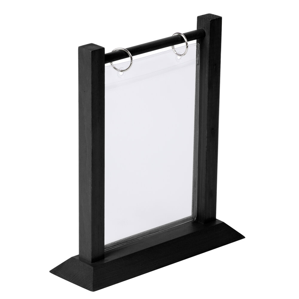 Menu Solutions WFT4SB 5" x 7" Black Wood Flip Top Table Tent