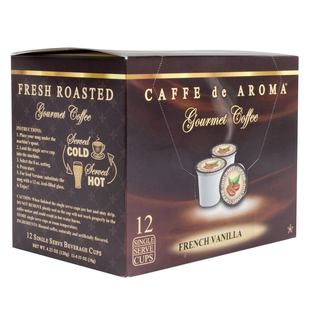 Caffe de Aroma French Vanilla Coffee Single Serve Cups 12/Box
