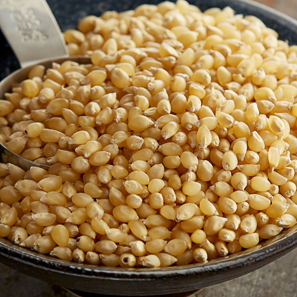 White popcorn kernels in a bowl