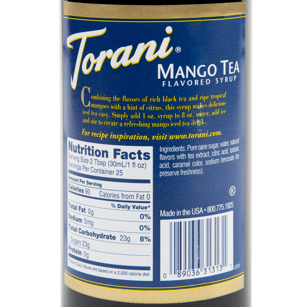 Torani 750 mL Mango Tea Flavoring / Fruit Syrup