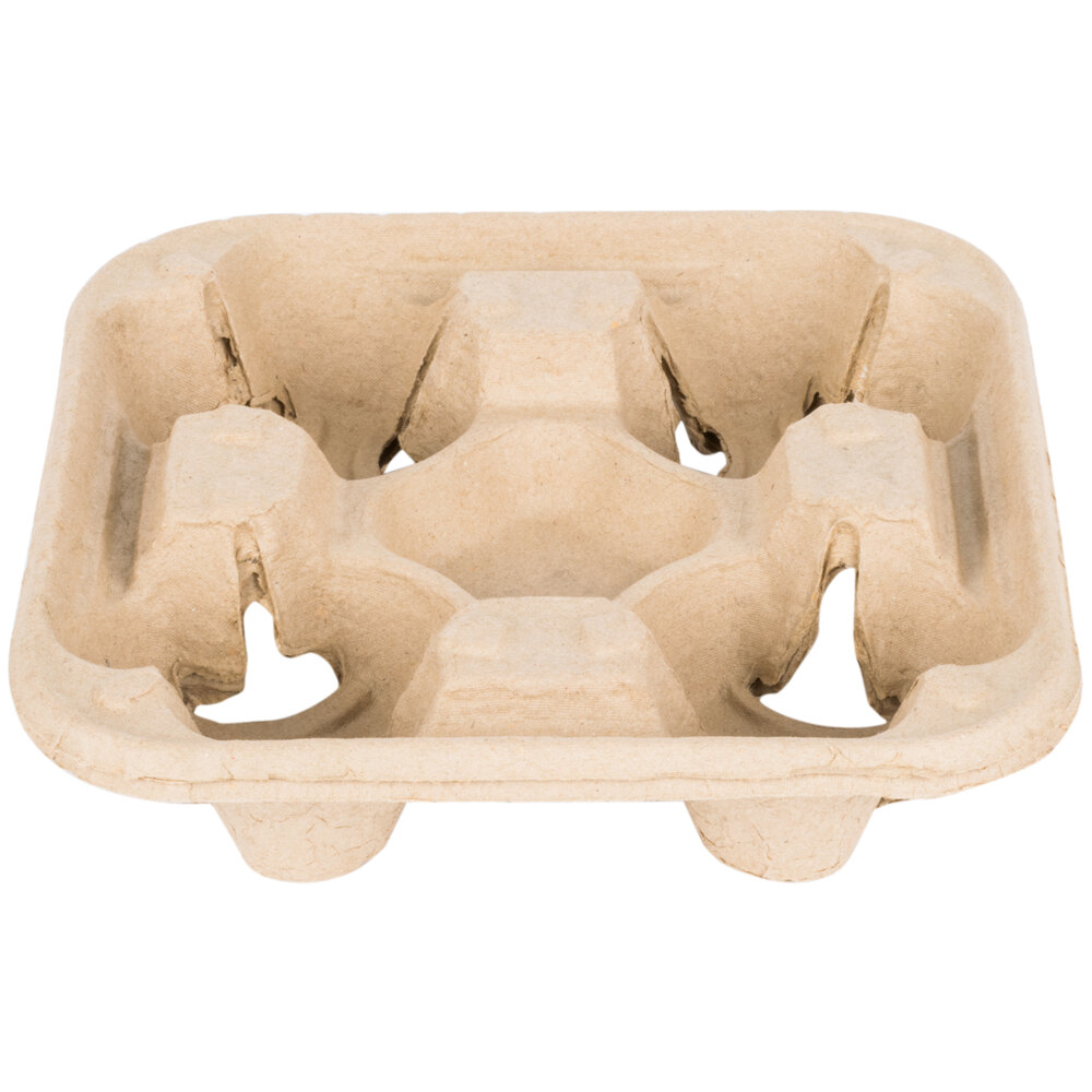 Take Out Cup Carriers Choice Biodegradable Pulp Fiber 4 Cup Carrier 300 Case