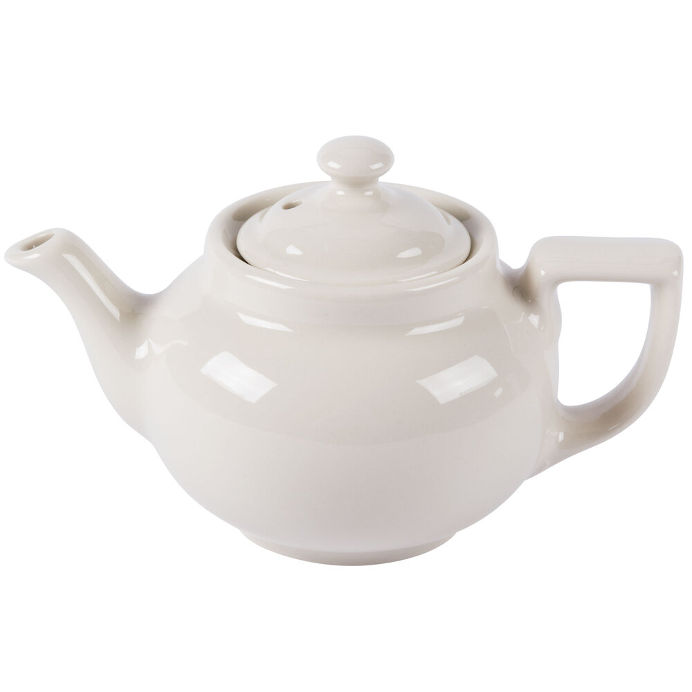 Hall China 210AWHA Ivory (American White) 10 oz. Boston Teapot 12/Case