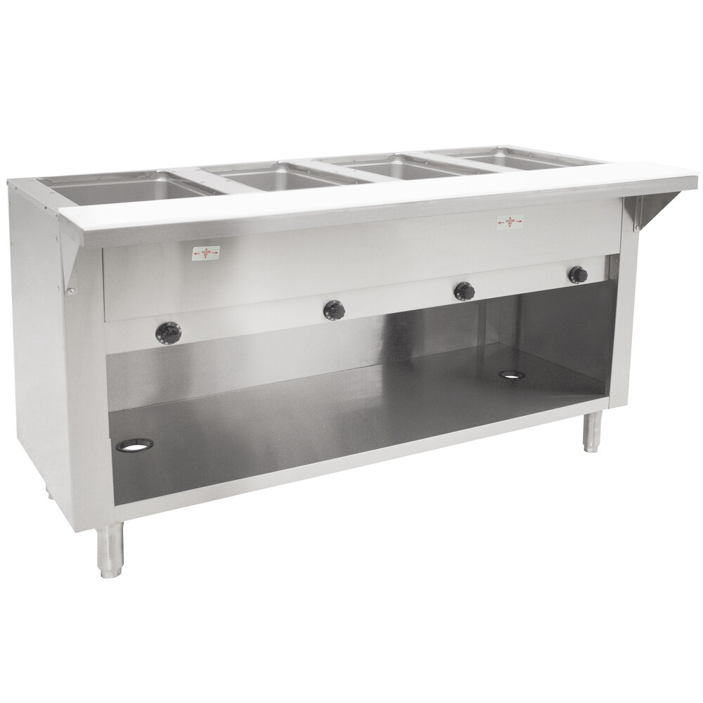Advance Tabco HF4GBS Liquid Propane Four Pan Powered Hot Food Table with Enclosed Base Open Well