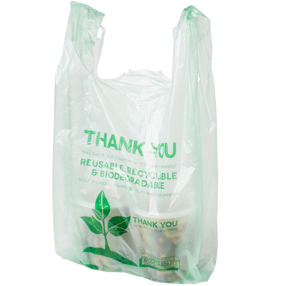 Green Herc 1/6 Size Biodegradable Plastic T-Shirt Bag - 500 / Case