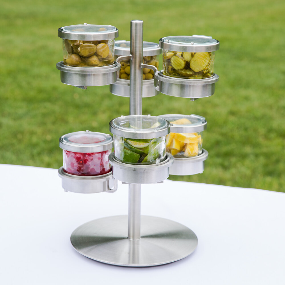 CalMil 1858455HL Mixology Stainless Steel Tiered 6 Jar Rotating