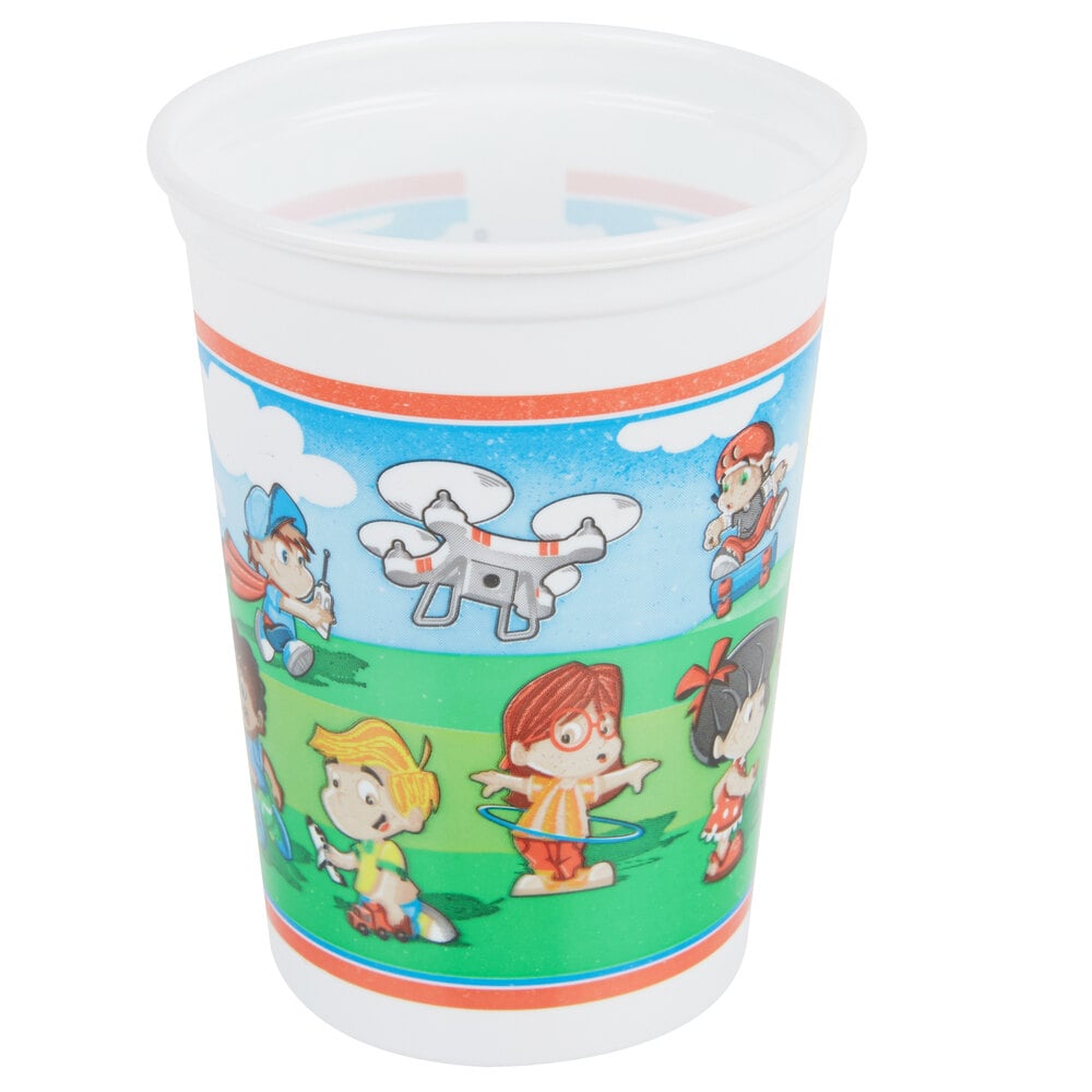 Plastic Kid S Cup With Reusable Lid And Curly Straw 250 Case   1264421 