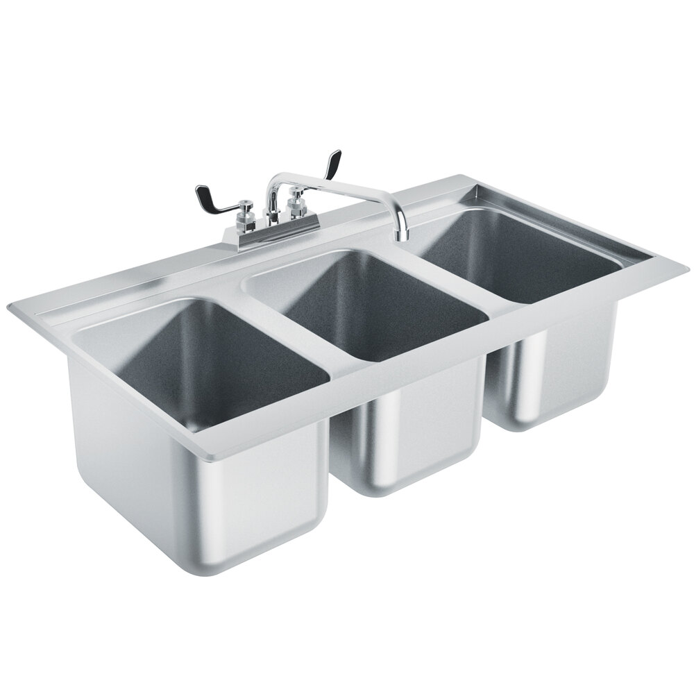 Advance Tabco DBS3 Three Compartment Stainless Steel DropIn Bar Sink 36" x 20"