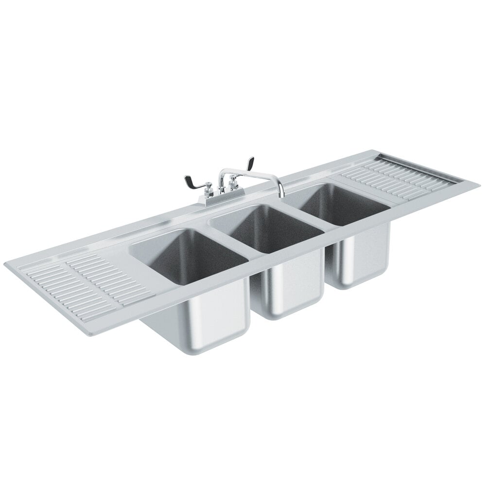 Advance Tabco DBS-53C Three Compartment Stainless Steel Drop-In Bar ...